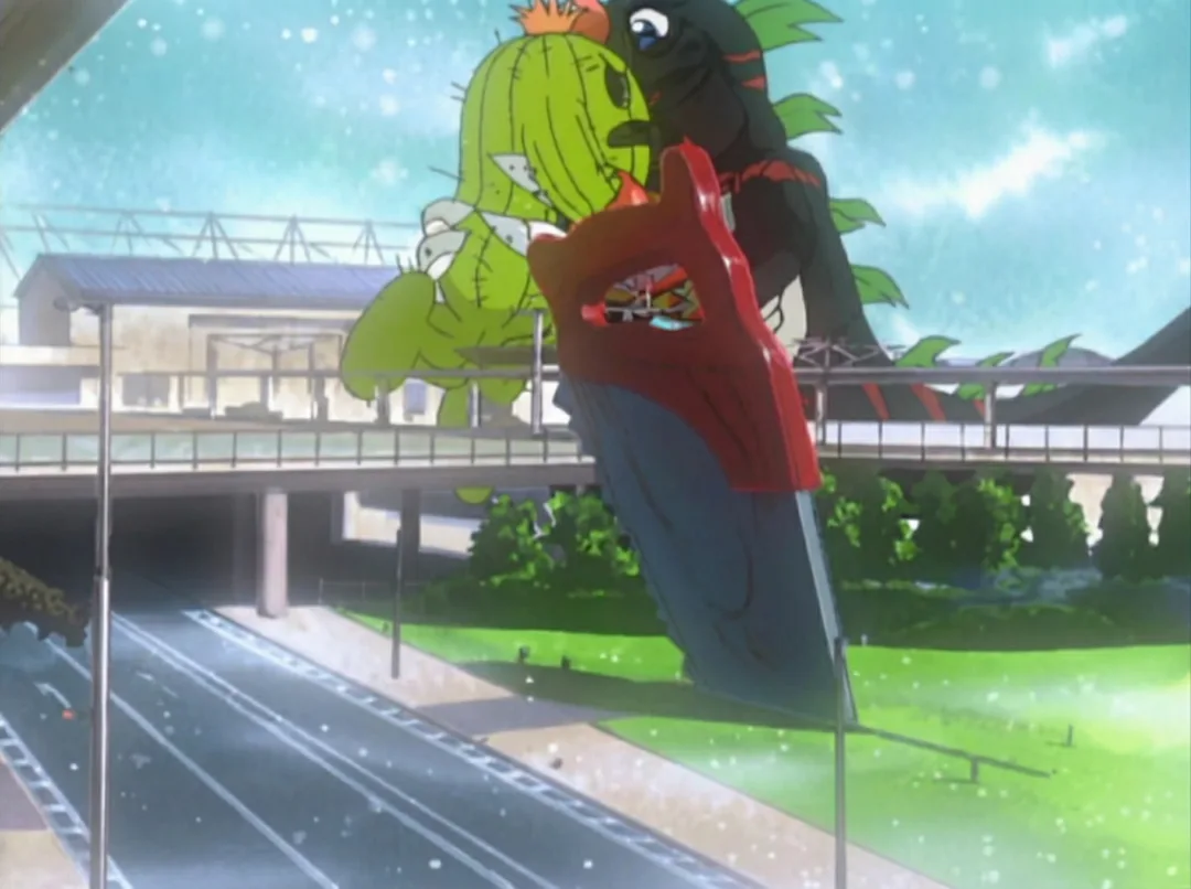 Escultura 'Saw, Sawing' (Evolución de Lillymon) — fotograma del anime