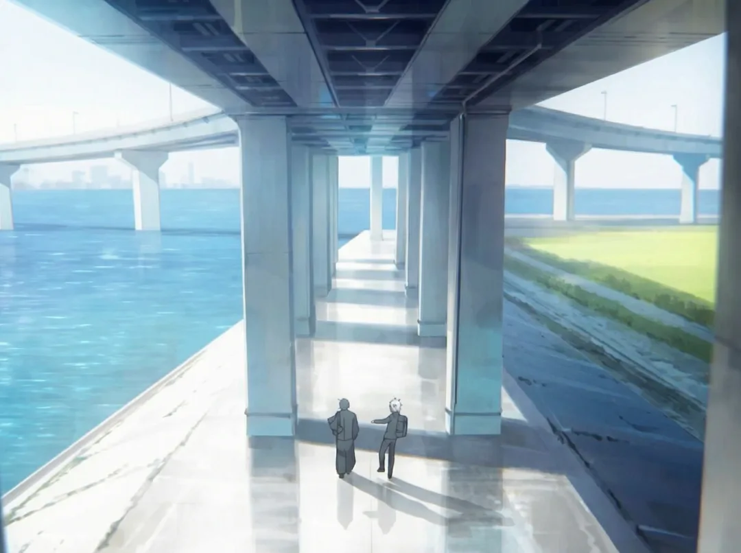 Extremo Sur de Nakasu (Río Arakawa) — fotograma del anime