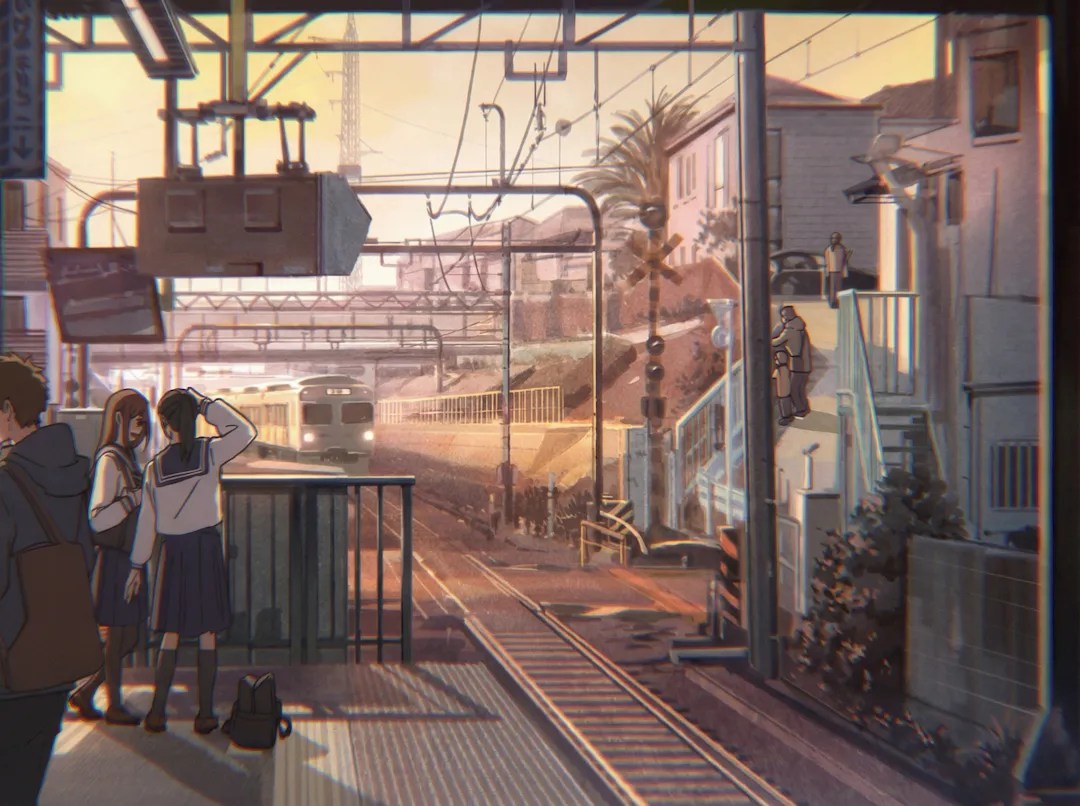 Estación de Kugayama — fotograma del anime