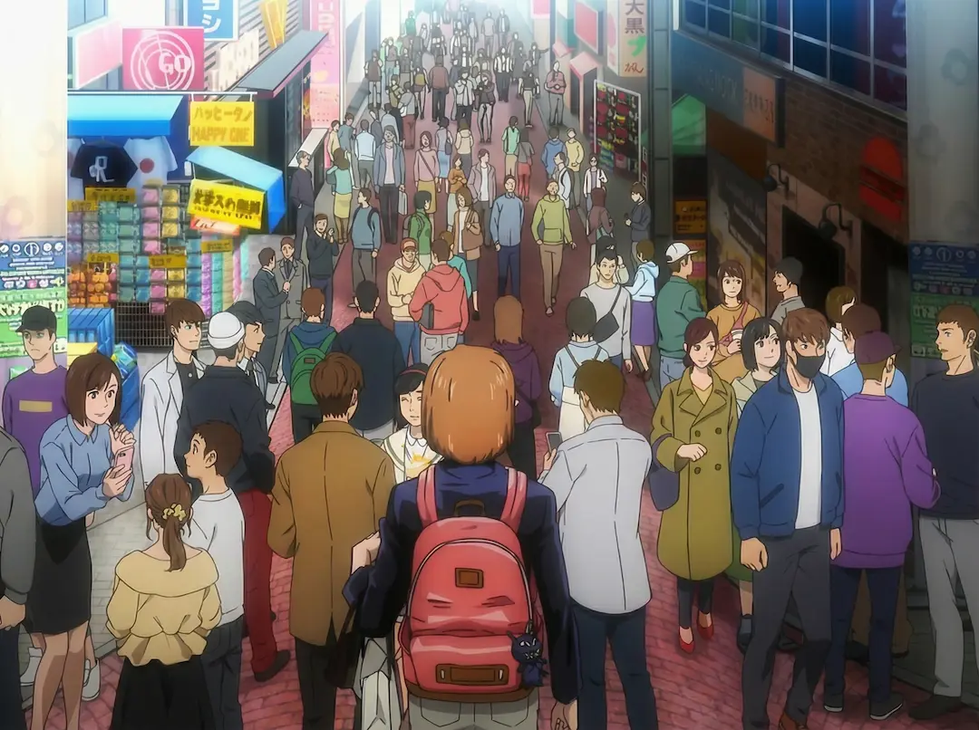Calle Takeshita (Harajuku) — fotograma del anime