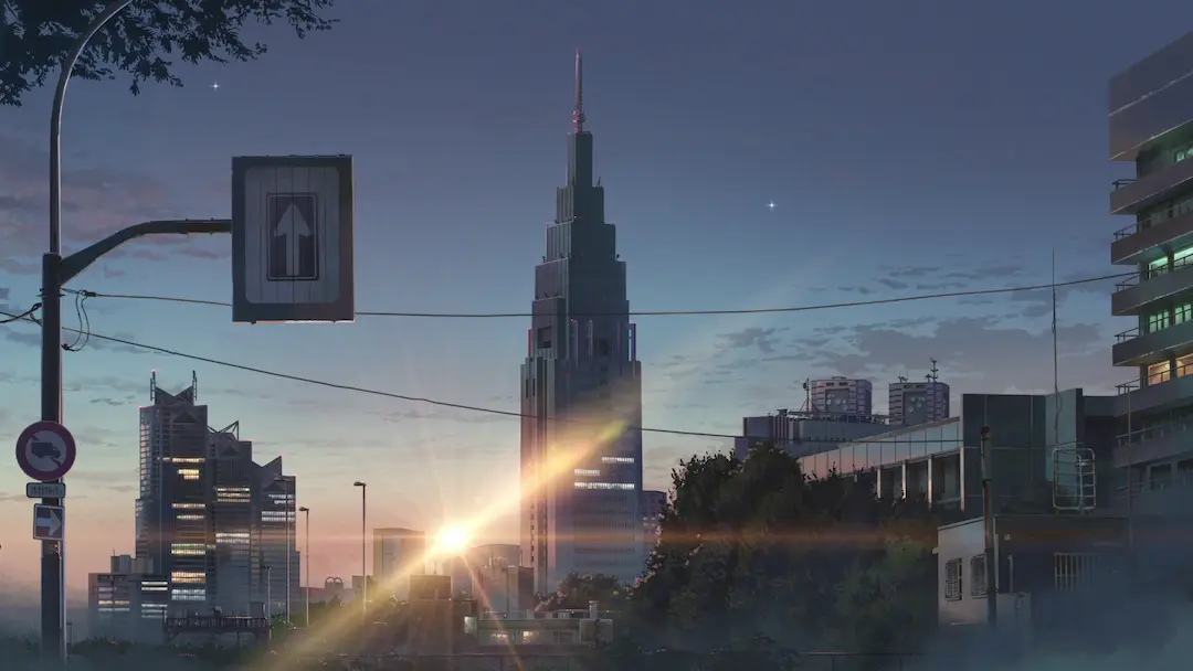 Edificio NTT Docomo Yoyogi — fotograma del anime