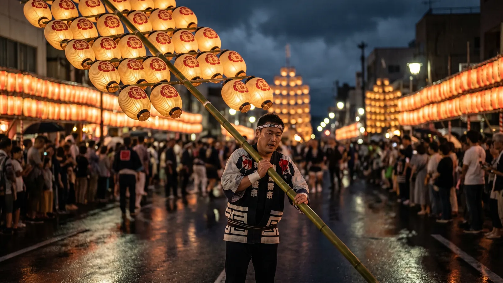 Kanto Matsuri de Akita: 10.000 farolillos en equilibrio